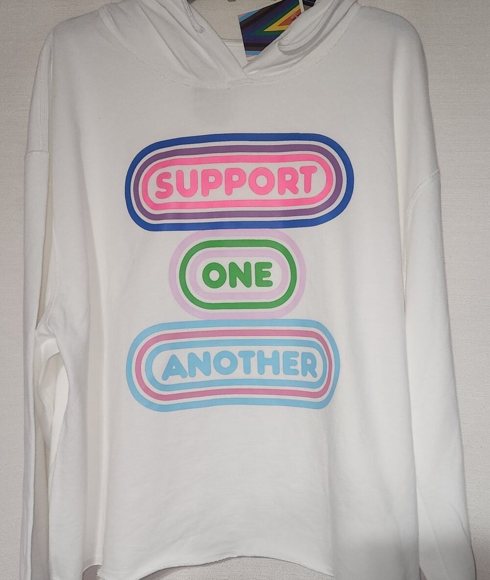 Pride Adult 'Support One Another' Cropped Hooded Sweatshirt women's 1X